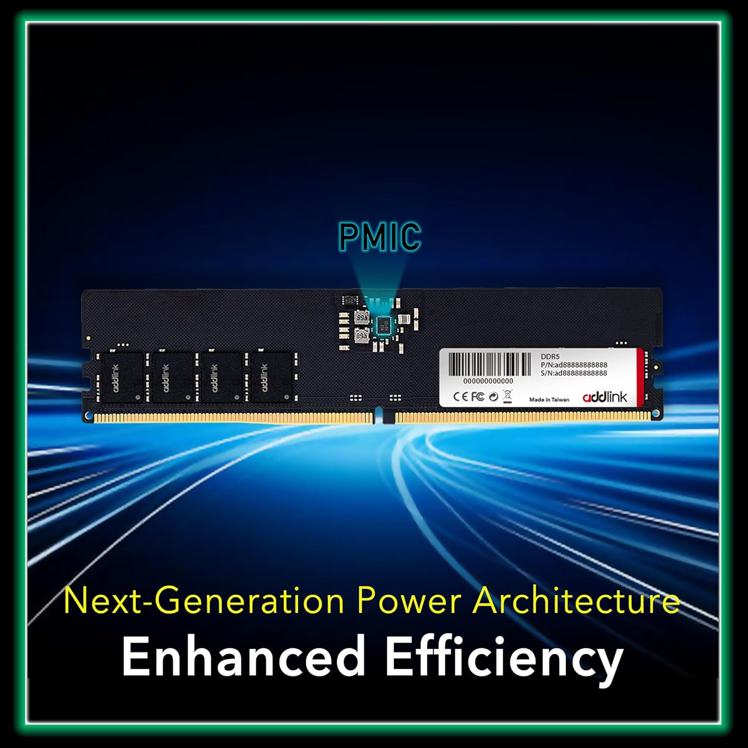 Addlink AddGame Spider P5 DDR5 RAM 16GB Gaming 5600MHz 288-Pin, CL46 1.1V UDIMM, Compatible Desktop Computer Memory - رام