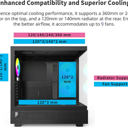 MONTECH XR ATX Mid-Tower ARGB PC Gaming Case - black - كيس