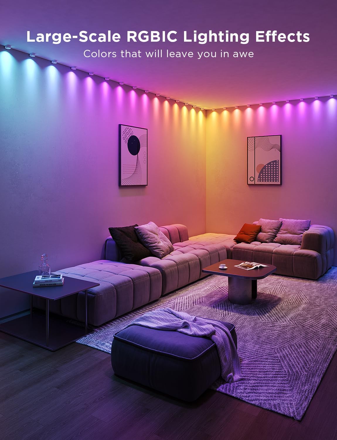 Govee RGBIC String Indoor Downlights 5m (H608A) – Cuttable Smart Wall-Washing Downlight Strip with App & Music Sync - إضاءة