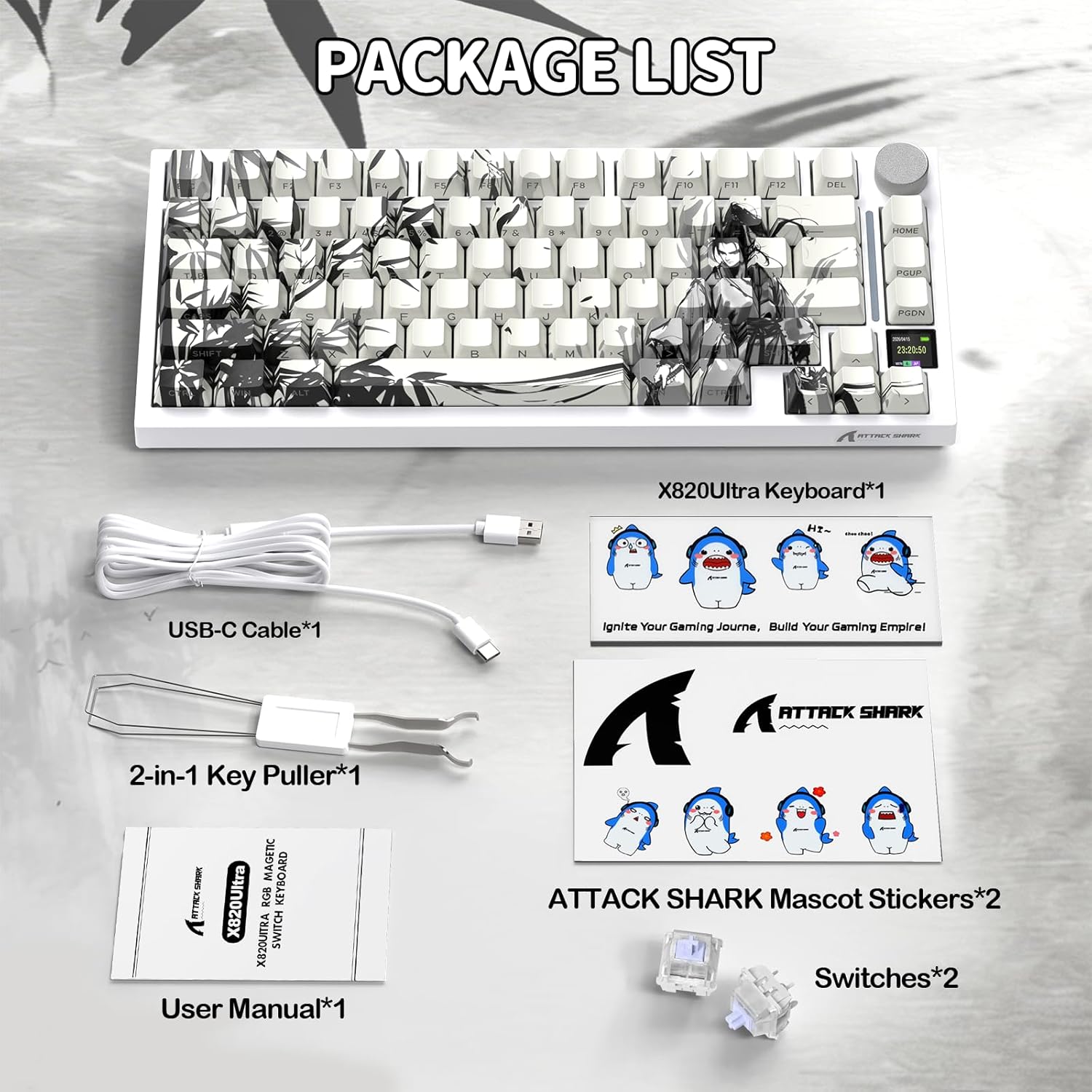 ATTACK SHARK X820 Ultra 75% Tri-Mode Mechanical Gaming Keyboard RGB - Dark Warrior - كيرورد ميكانيكي مميز