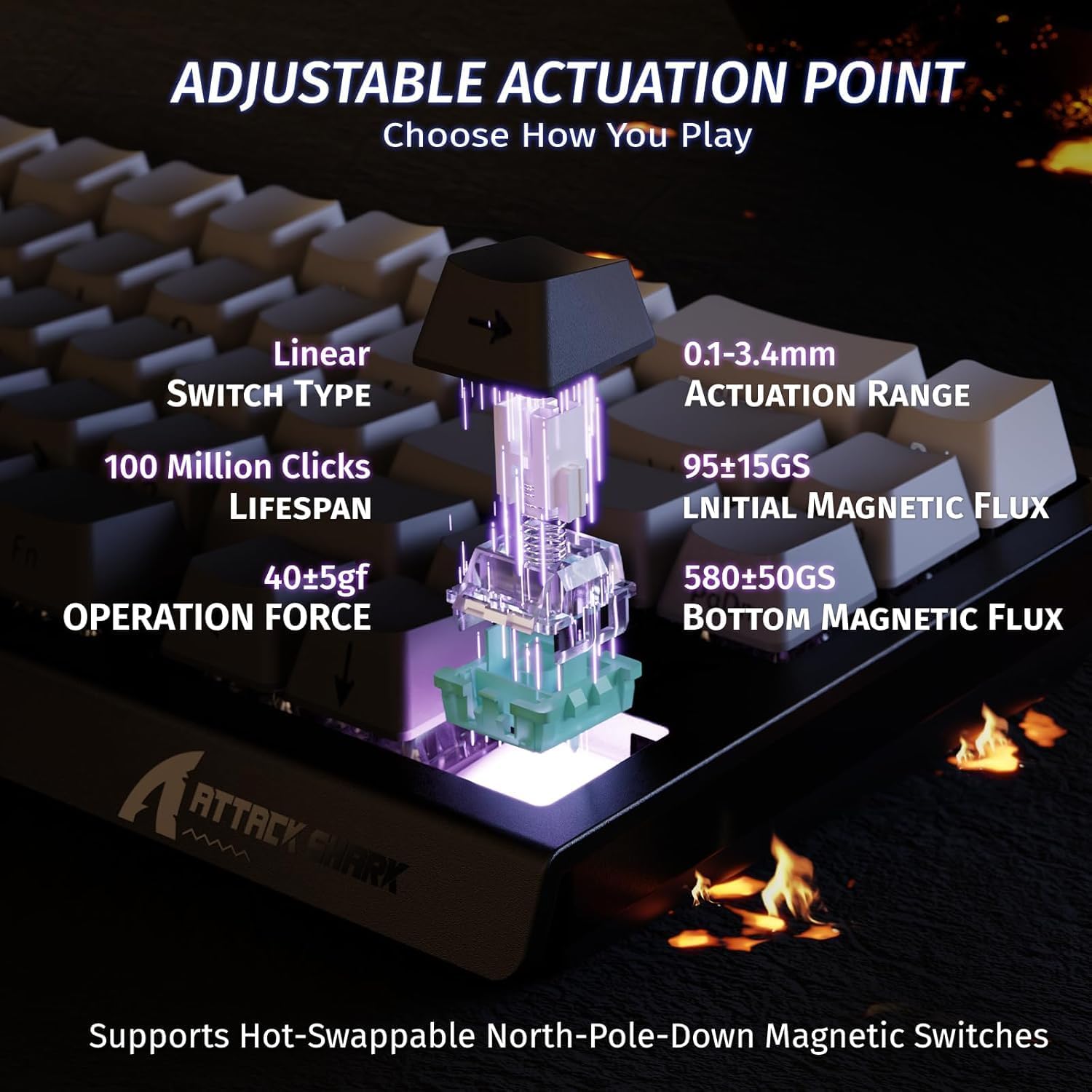 ATTACK SHARK X68 HE Moonlight Rapid Trigger 60% Keyboard Magnetic Switch Black Gradient - كيبورد مغناطيسي