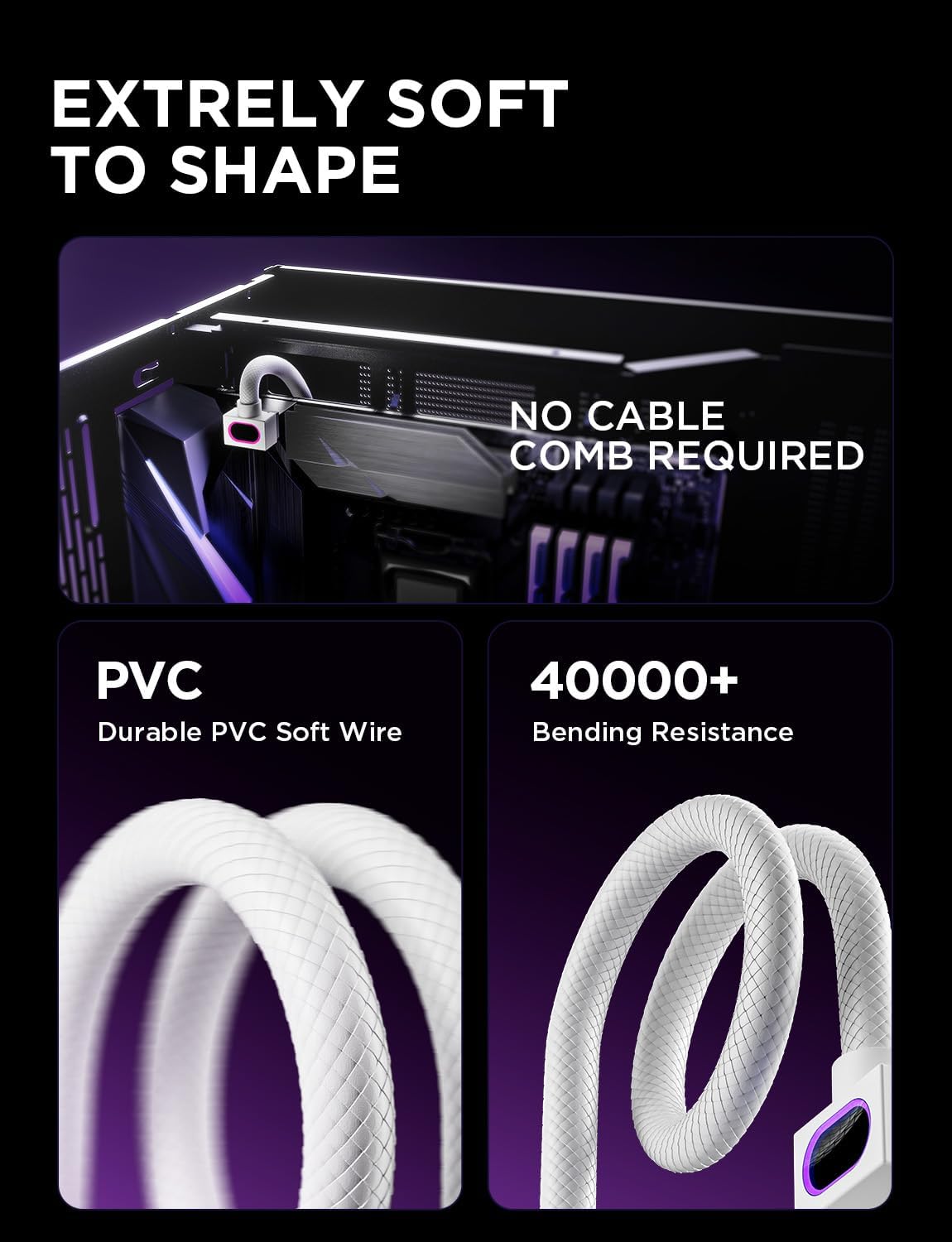 WJCOOLMAN Hydrus 8PIN ARGB CPU Extension Cable 30mm White - كيبل أبيض مضيء