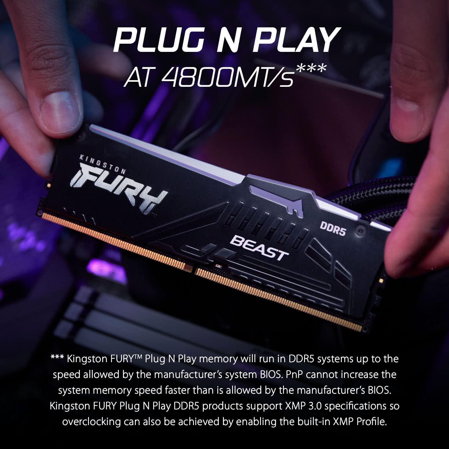 Kingston FURY Beast White RGB 32GB (2x16GB) 5200MT/s CL36 DDR5 Expo DIMM | Infrared Syncing | FURY CTRL Software | Overclocking | Plug N Play | AMD Expo | Kit of 2