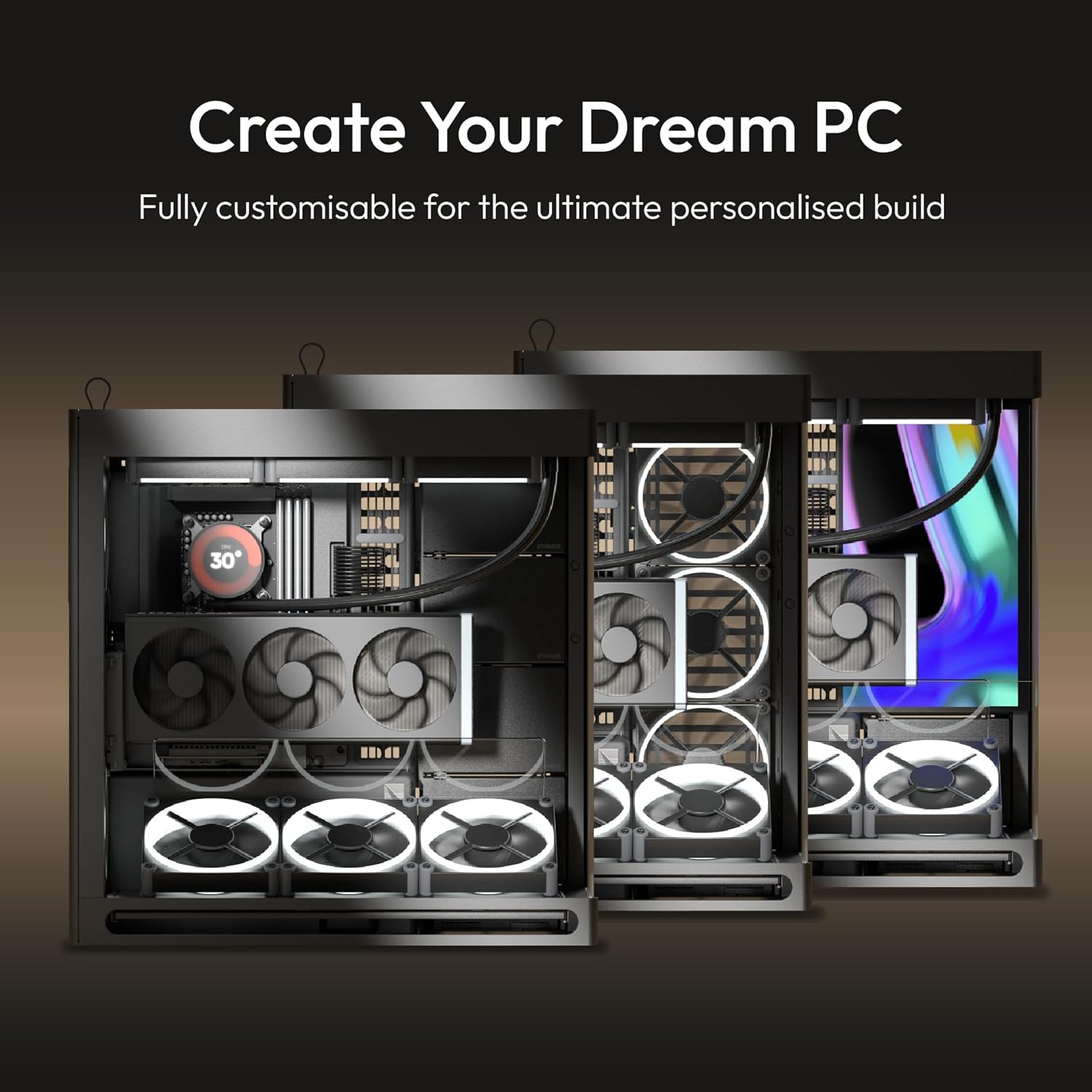 HAVN HS 420 VGPU Dual-Chamber Mid Tower ATX PC Case Black | PCIe 5.0 Vertical - كيس