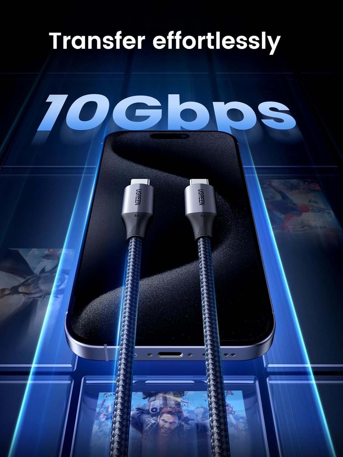 UGREEN USB 3.2 Gen 2 Cable Black 1m-كيبل شاحن
