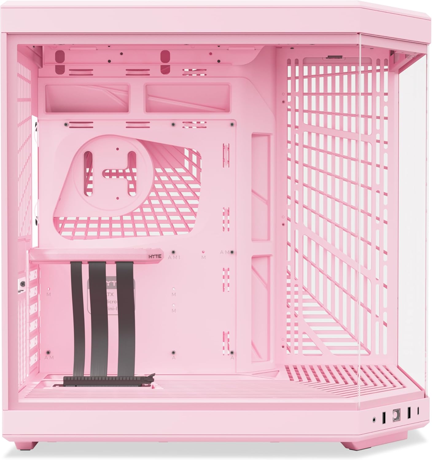 HYTE Y70 touch infinite Mid-Tower ATX CASE Strawberry Milk, Dual Chamber, PCIE 4.0 Riser Cable - Pink - كيس زهري