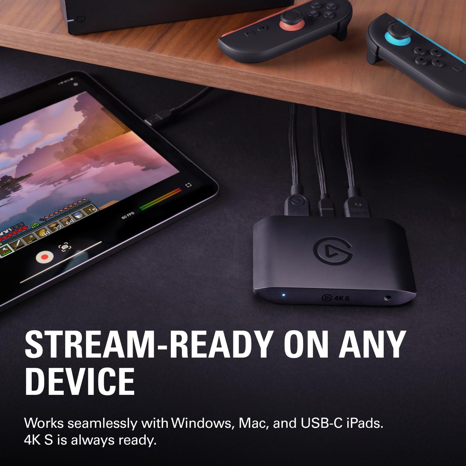 Elgato 4K S Capture Card for PS5, Xbox Series X/S, Switch 2 - 4K60, 1440p120 or 1080p240 passthrough - جهاز تسجيل أحترافي