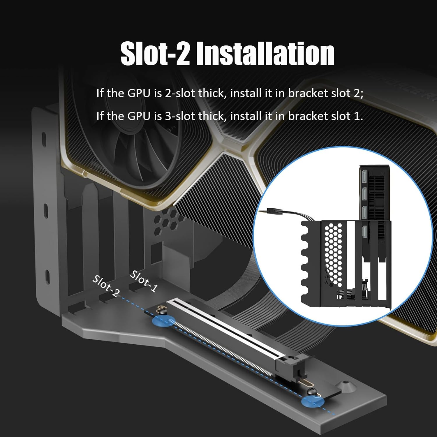 PCIe 5.0 2-Slot GPU Vertical Mount Bracket, RTX5090(Ti) RX9070(XT) GPU Ready, Fully Open 7-Slot PCIe/PCI Bracket Panel for Installation