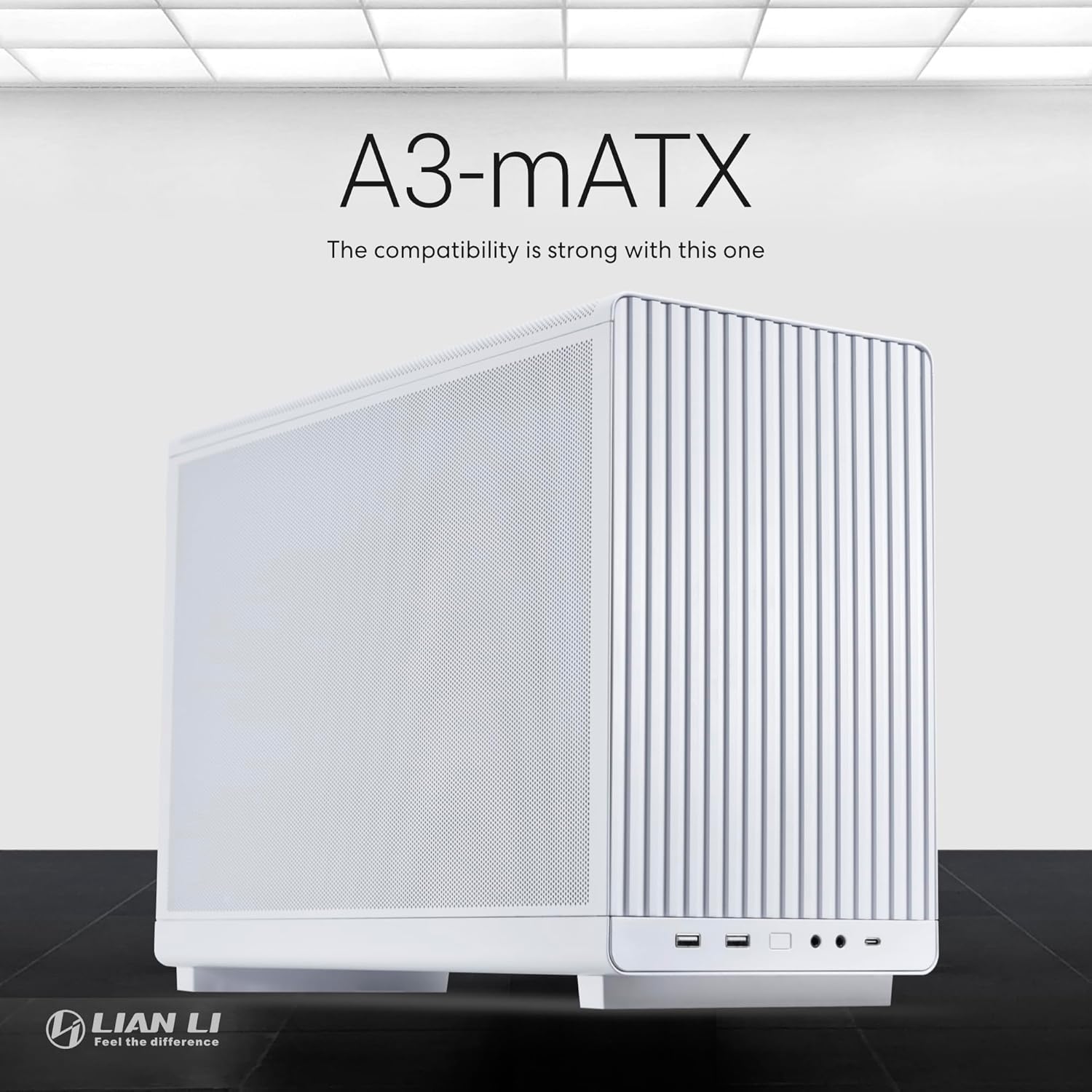 Lian Li A3-mATX Case, No Fans Included, Supports 360mm Radiator & 10x 120mm Fan Support, ATX/SFX/SFX-L, White - كيس أبيض