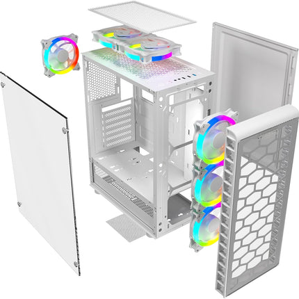 Twisted Minds Killstreak-03 Mid Tower Glass Gaming Case - white - كيس