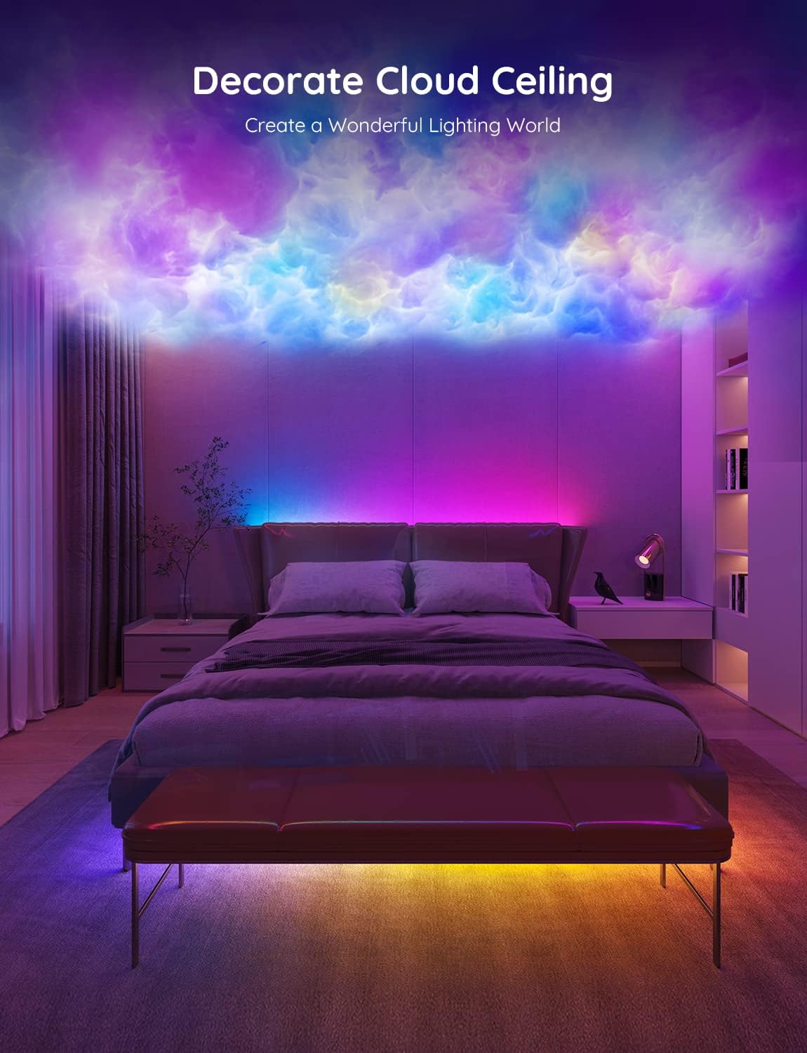 Govee RGBIC Basic Wi-Fi + Bluetooth LED Strip Lights 5m (16.4ft) – Smart Color-Changing Light Strip with Alexa & Google Voice Control - إضاءة