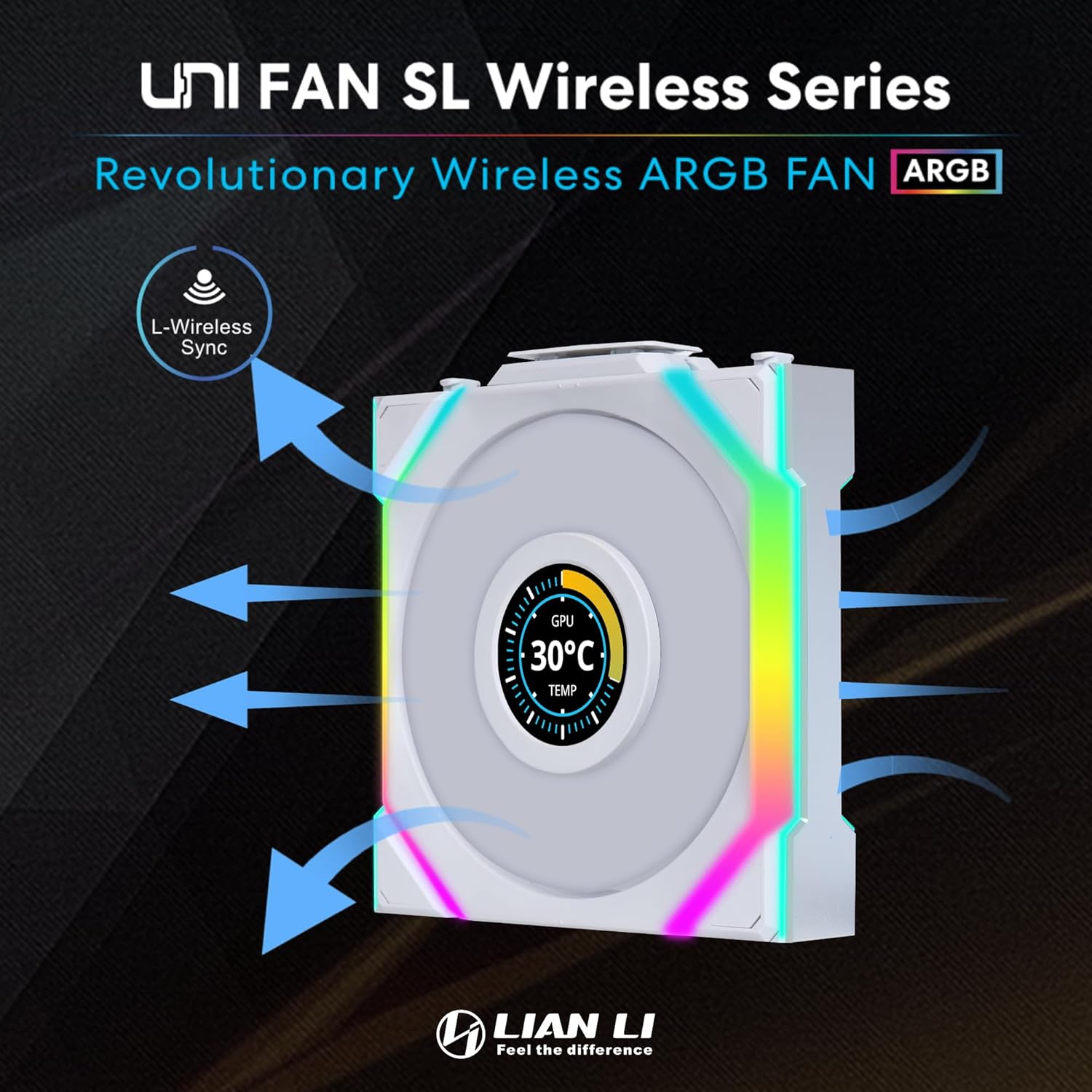 Lian Li UNI FAN SL Wireless LCD Reverse 120 3Pcs White - مراوح مع