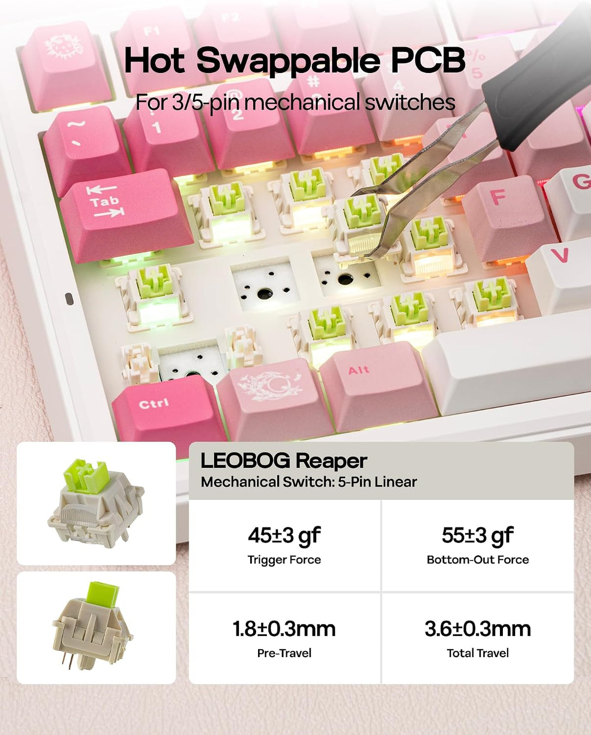 EPOMAKER x AULA F75 MAX Wireless Mechanical Keyboard (White-Pink) – 75% Gasket Mount, Tri-Mode, Hot-Swappable & RGB Knob - كيبورد ميكانيكي مع شاشة
