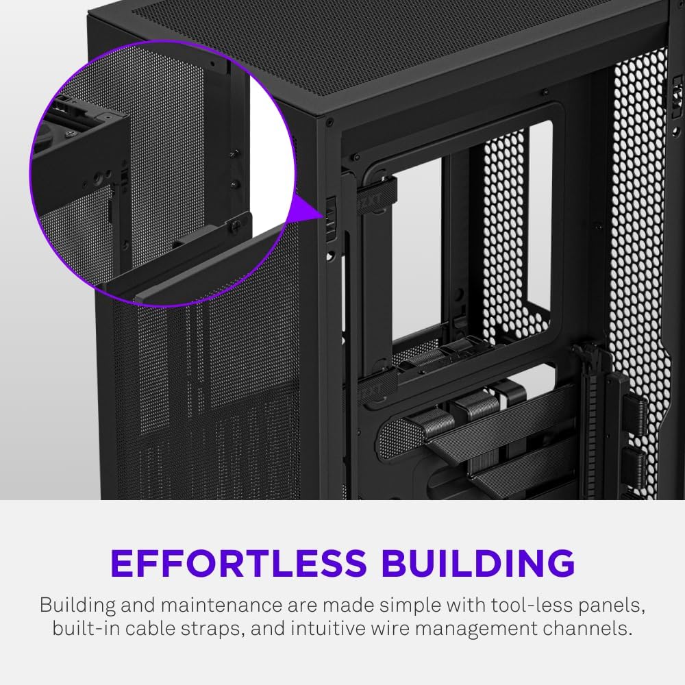 NZXT H2 Flow Mini-ITX Airflow Case – Black, Compact SFF Chassis, Perforated Mesh Front Panel & Tempered Glass - كيس حجم صغير