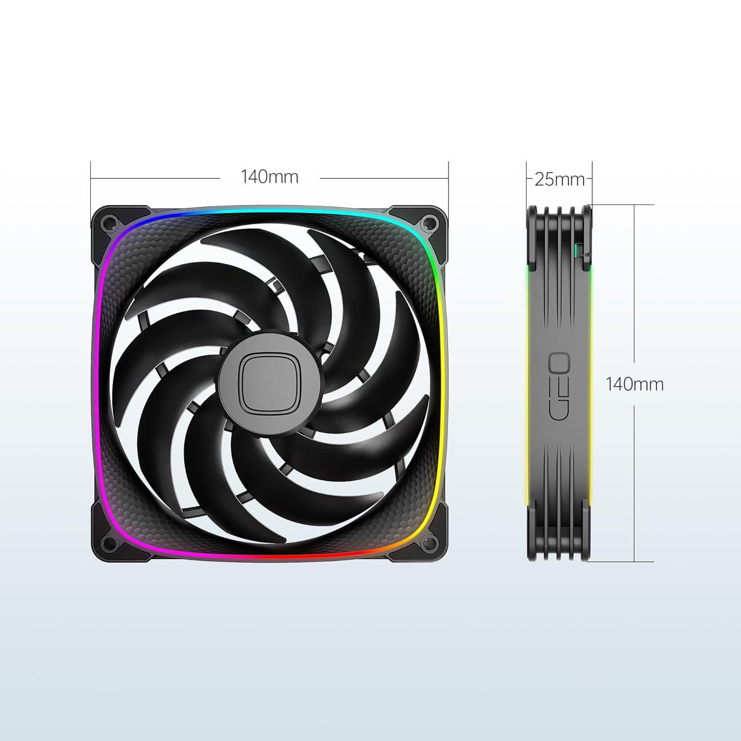 Geometric Future Squama 2503 140mm ARGB PWM Fan 3-Pack - White - مراوح كيس كبيرة بيضاء