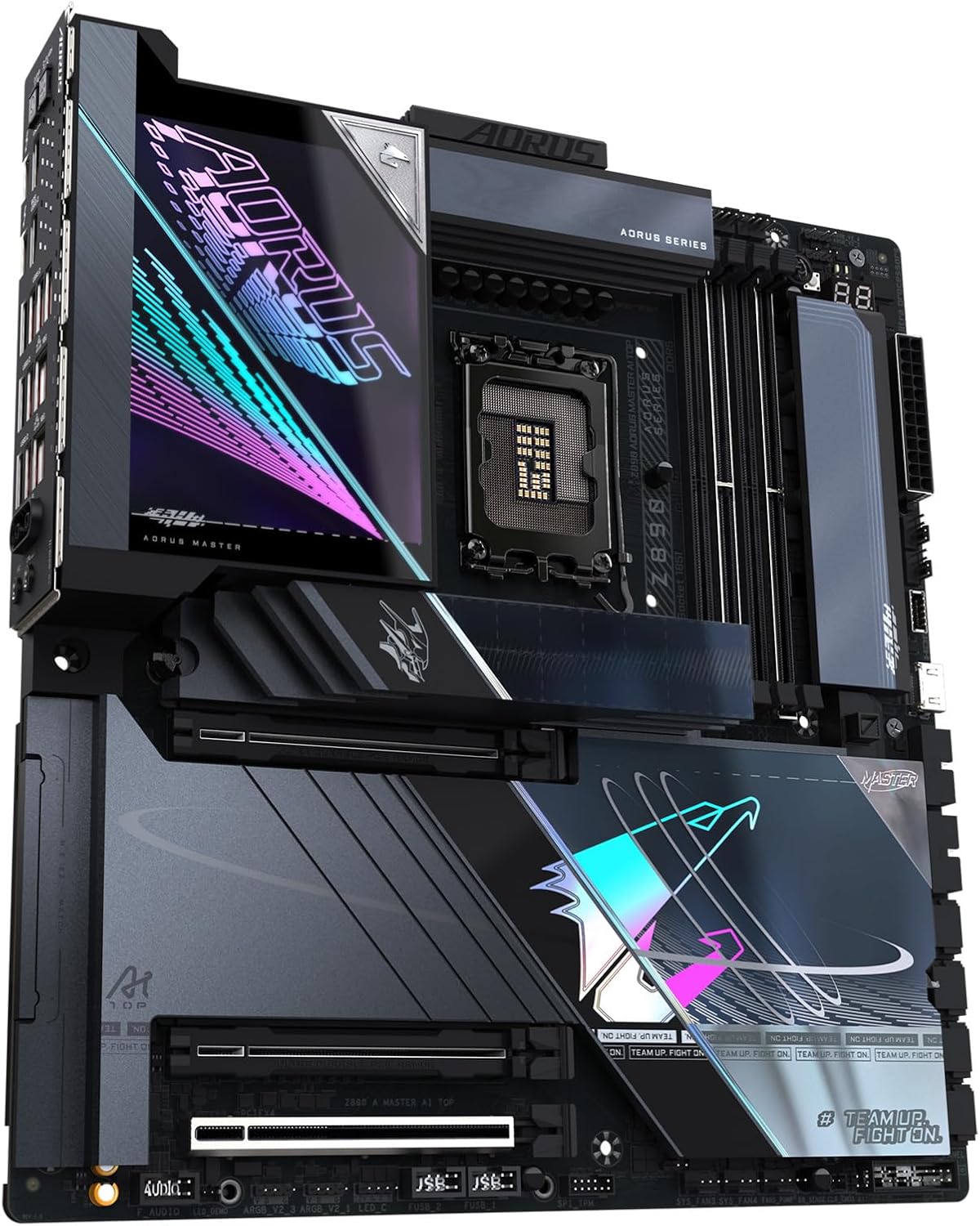 GIGABYTE Z890 AORUS Master AI TOP Intel Core Ultra LGA 1851 Motherboard, E-ATX, DDR5, 4X M.2, PCIe 5.0, Thunderbolt 4, WIFI7, 10GbE LAN, EZ-Latch - اللوحة الأم
