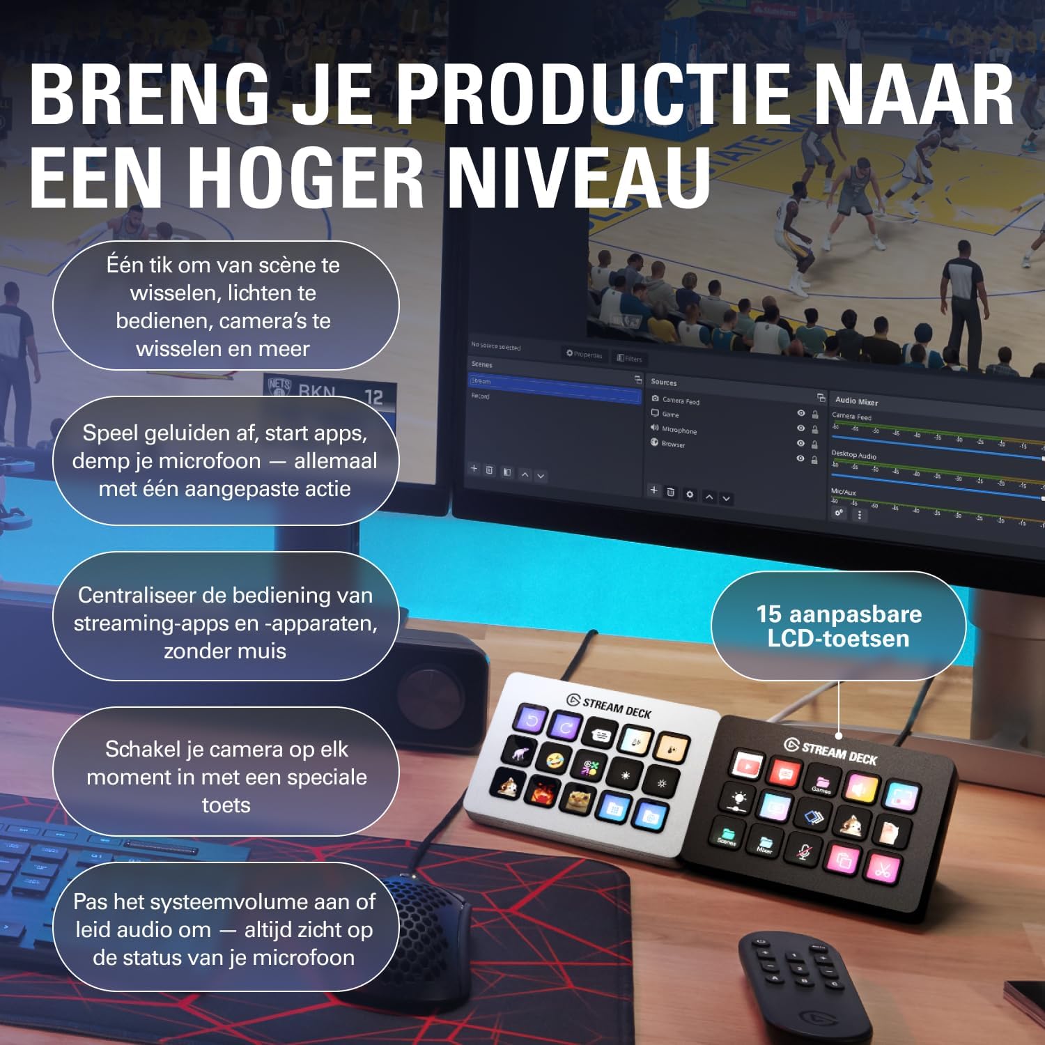 Elgato Stream Deck MK.2 White – Studio Controller, 15 macro keys, trigger actions in apps and software like OBS, Twitch, YouTube and more, works with Mac and PC