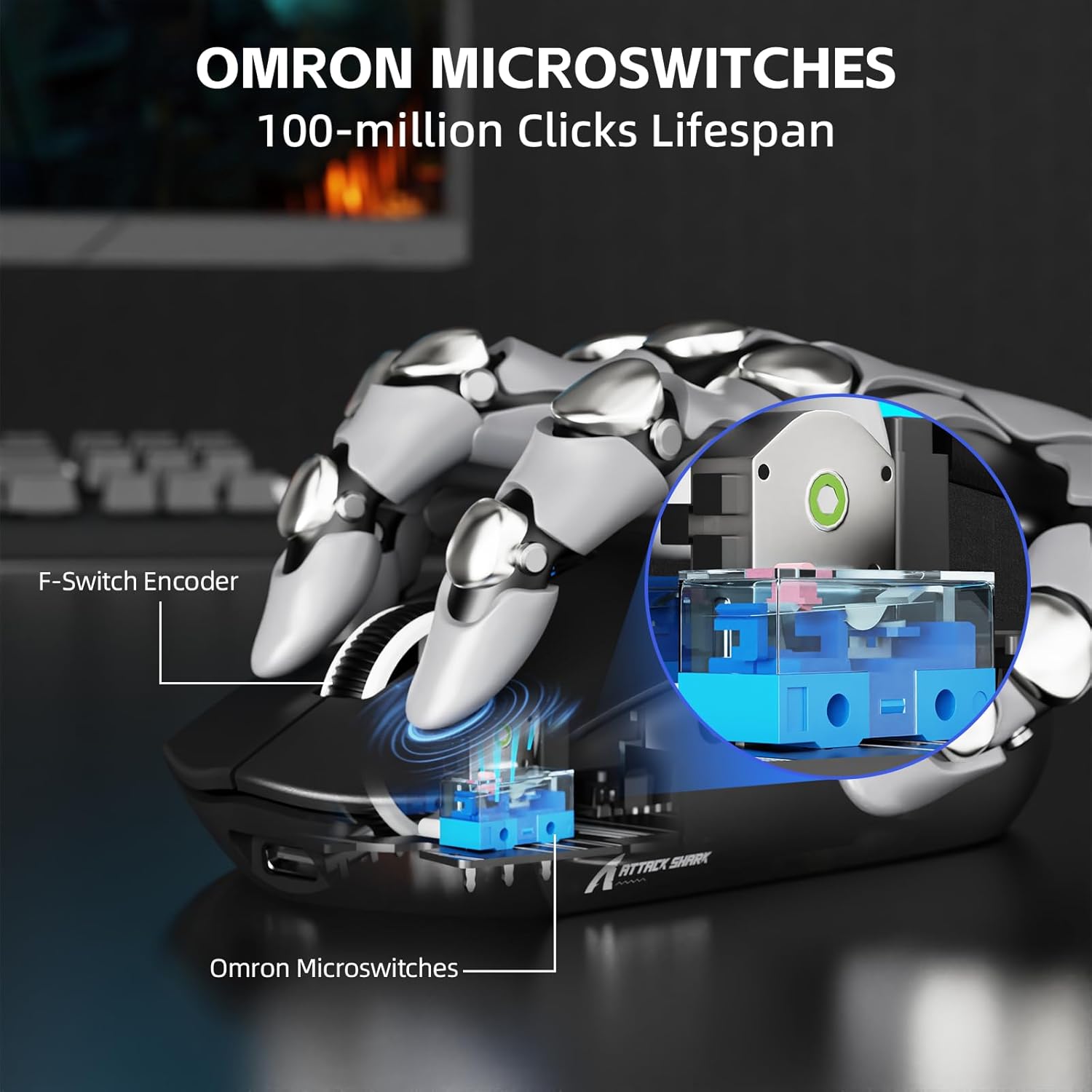 ATTACK SHARK G3PRO Tri-mode Wireless Gaming Mouse with RGB charge Dock Black - موس قيمنق
