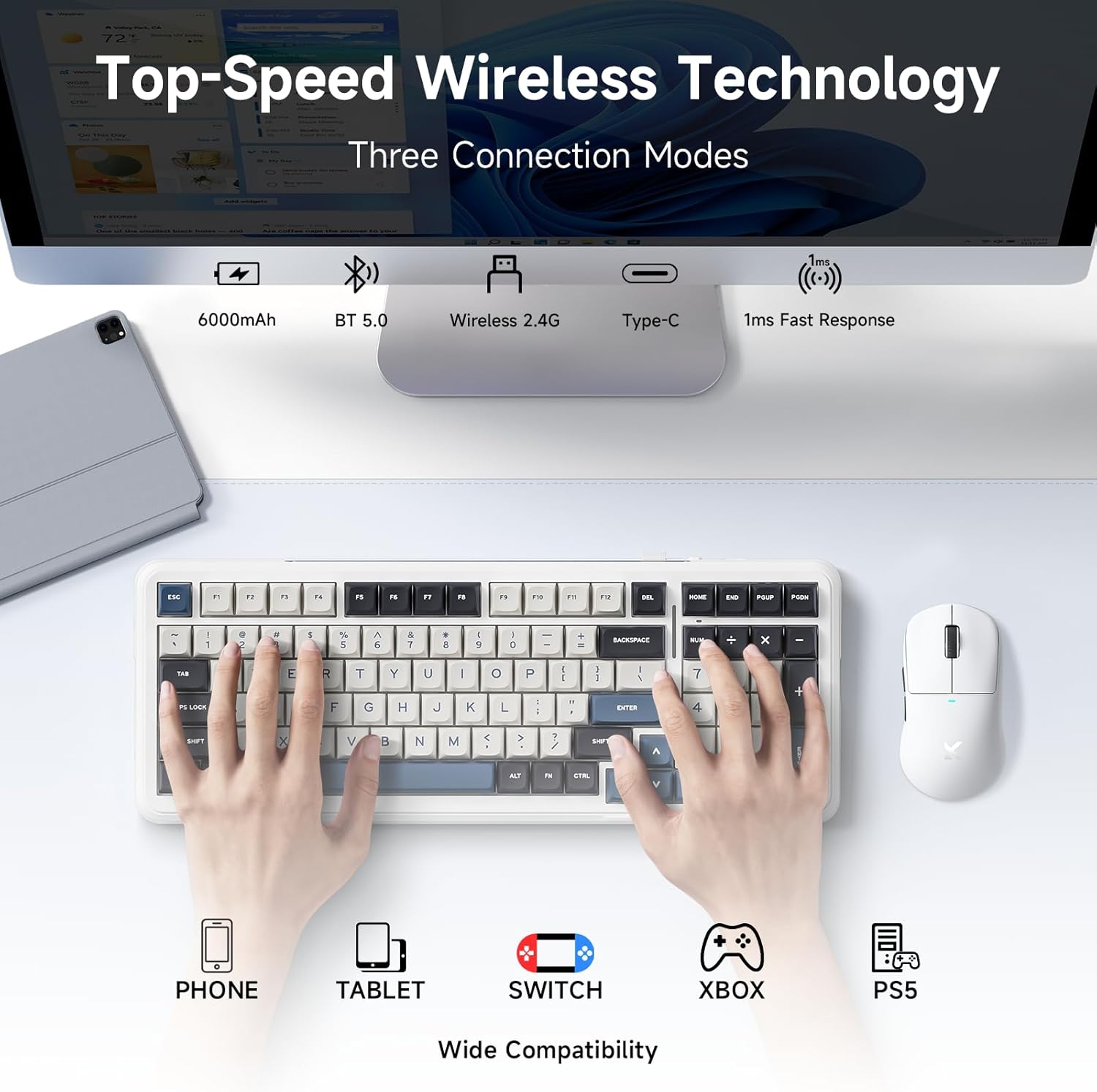 MCHOSE K99 V2 Mountains Gradient Wireless Gasket Mount Mechanical Keyboard - كيبورد ميكانيكي