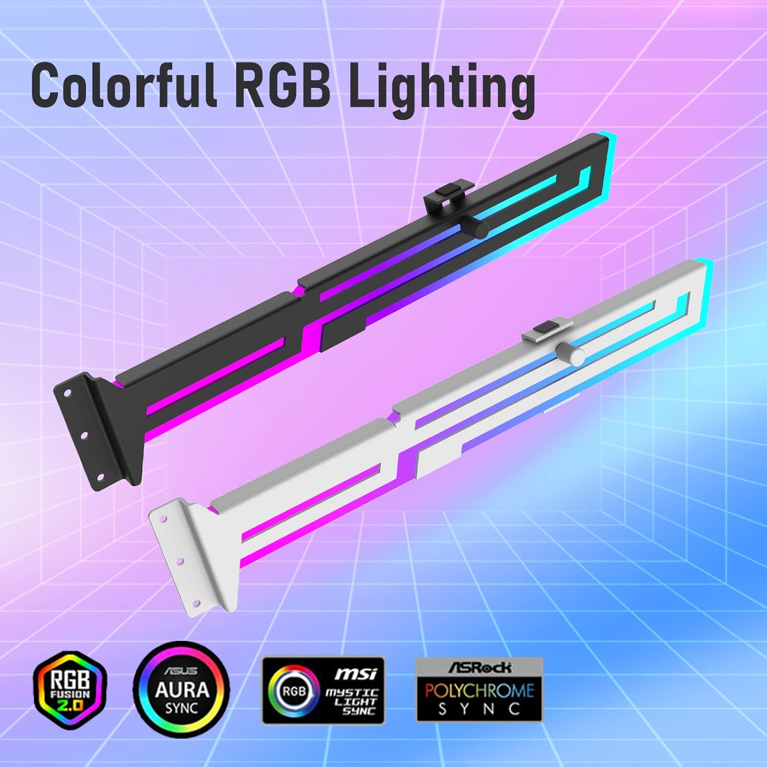 NVRADCHUA ARGB GPU Support Bracket, RGB GPU Holder, black - حامل كرت شاشة