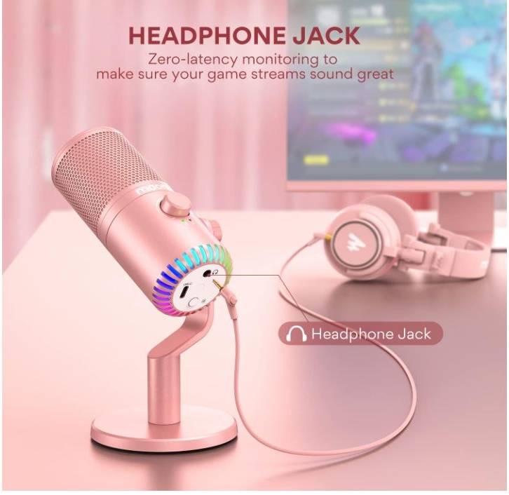 MAONO DM30 RGB Gaming Pink Microphone for Pc - مايك زهري