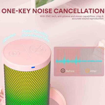 MAONO DM20 GamerWave Condenser USB Gaming RGB Microphone Pink-  مايك وردي