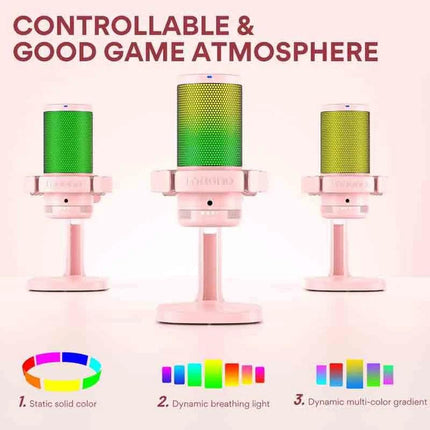 MAONO DM20 GamerWave Condenser USB Gaming RGB Microphone Pink-  مايك وردي