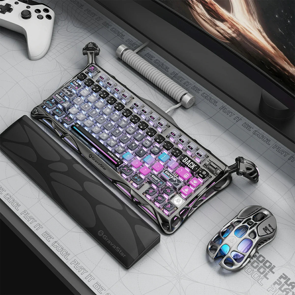 GRAVASTAR MERCURY K1 Pro 75% Wireless Mechanical Gaming Keyboard – Cyberpunk Edition -