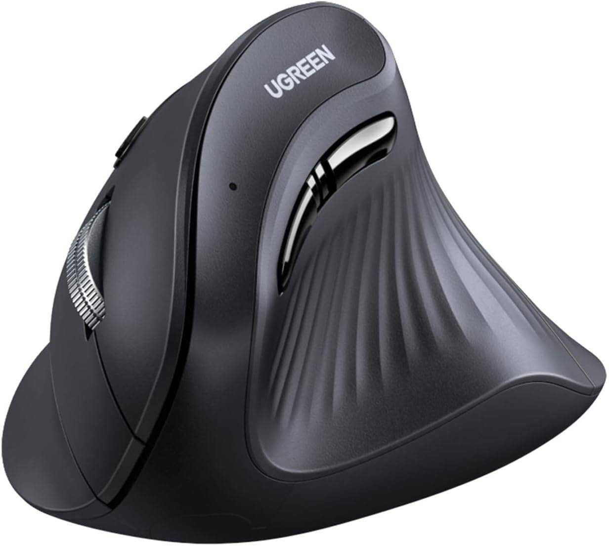 UGREEN Ergonomic Mouse, 57° Unique Vertical Angle, Bluetooth 5.0 & 2.4G Wireless Dongle Connectivity, Up to 4000 DPI, Anti-Slip & -Sweat Grip, Silent Scroller, Black-ماوس عامودي