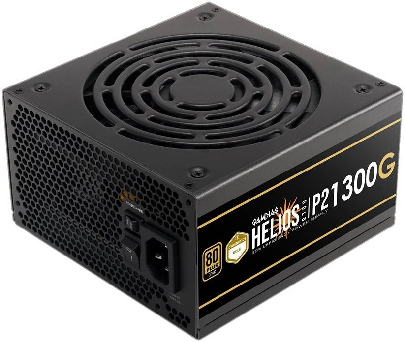 Gamdias Helios P2 1300G Power Supply, 1300W 80 Plus Gold Efficiency/Cybernetics Gold, Fully Modular, Native 12VHPWR Cable, PCIe Gen 5.0 Ready, Dual-ball Bearing Fan, Black - مزود طاقه