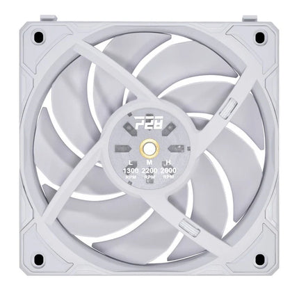 Lian Li Fan P28 PWM 120mm 2600RPM (3 قطع) مع وحدة تحكم / كابل تمديد سماكة 28 مم - أبيض - مراوح التبريد