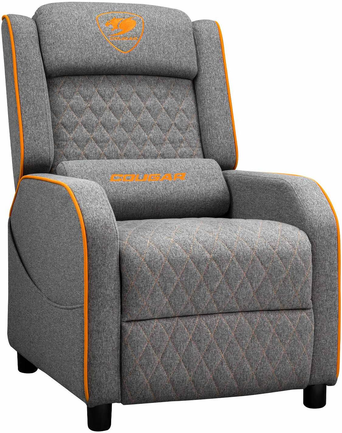 Cougar Ranger One GREY Gaming Sofa, Breathable Imitation Linen Fabric, Side Storage Pocket, Headrest & Lumbar Pillow, Adjustable Design, Up To 150Kg Capacity, Gray/Orange - كرسي قيمنق Cougar Ranger One GREY Gaming Sofa, Breathable Imitation Linen Fabric, Side Storage Pocket, Headrest & Lumbar Pillow, Adjustable Design, Up To 150Kg Capacity, Gray/Orange - كرسي قيمنق