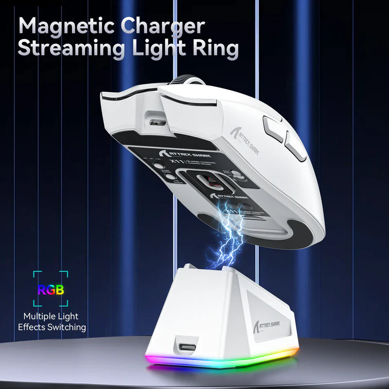 ATTACK SHARK X11 Wireless Gaming Mouse With Charging Dock White attack-shark-x11-wireless-gaming-mouse-with-charging-dock-white