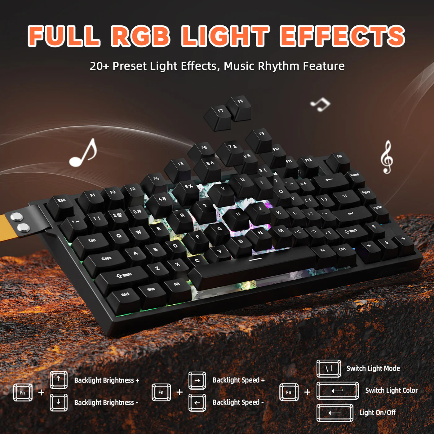 ATTACK SHARK R82 HE Rapid Trigger Keyboard Magnetic Switch with 0.005MM RT Black - كيبورد مغناطيسي أسود