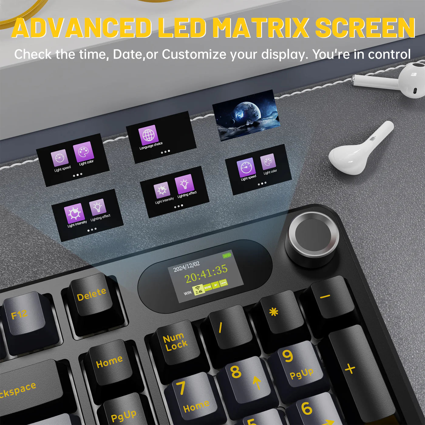 ATTACK SHARK X98PRO Wireless, Tri-Mode Gaming Mechanical Keyboard Star Black - كيبورد ميكانيكي أسود