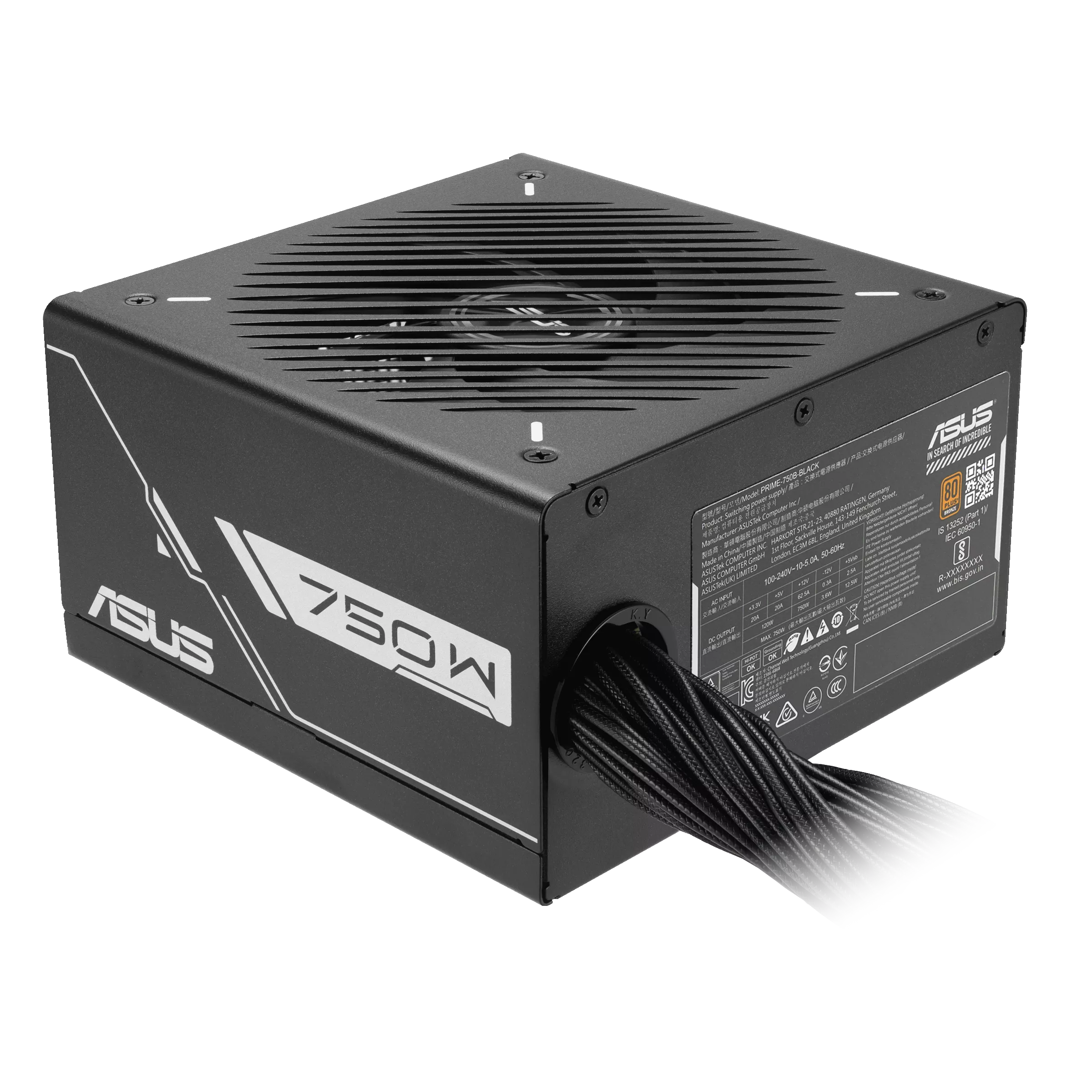 ASUS Prime 750W Bronze PSU – Reliable 80 Plus Efficiency, 80 Plus Bronze Certification, Black Edition, 135mm Fan Design - مزود الطاقة