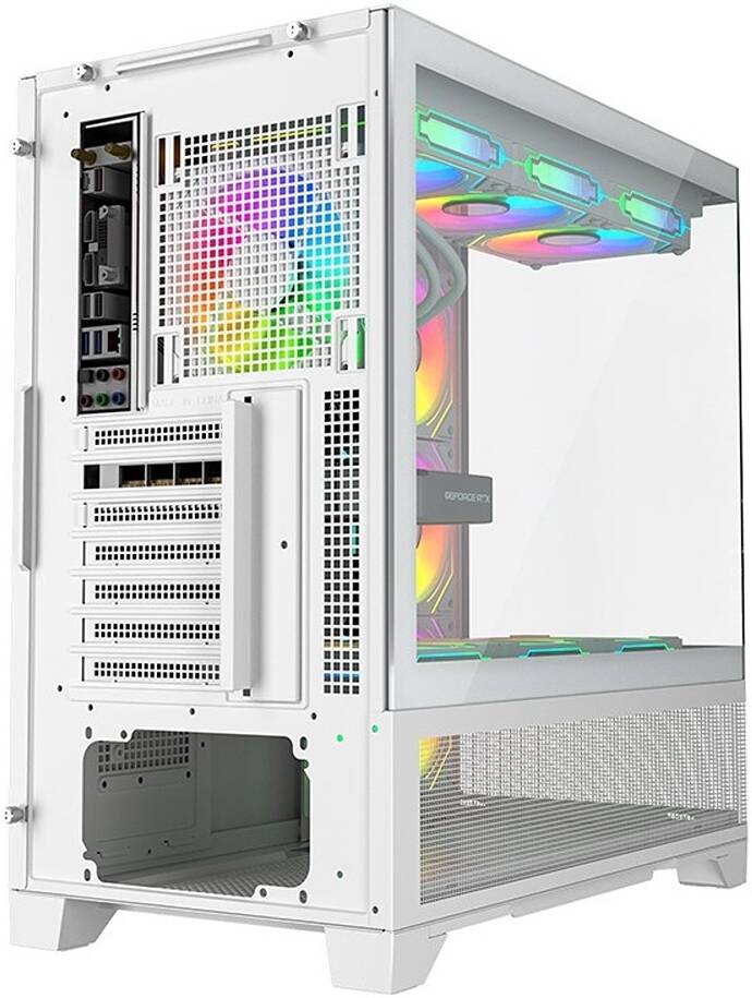 Twisted Minds Phantek-07 Mid Tower ATX Gaming PC Case with Mesh, 7x RGB Pre-installed Fans - WHITE  - كيس أبيض