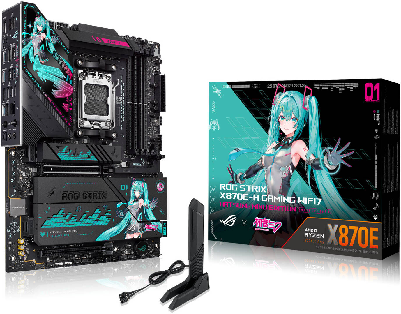 ASUS ROG STRIX X870E-H Gaming WIFI7 & BT Hatsune Miku Edition Motherboard - لوحه أم نسخه خاصه