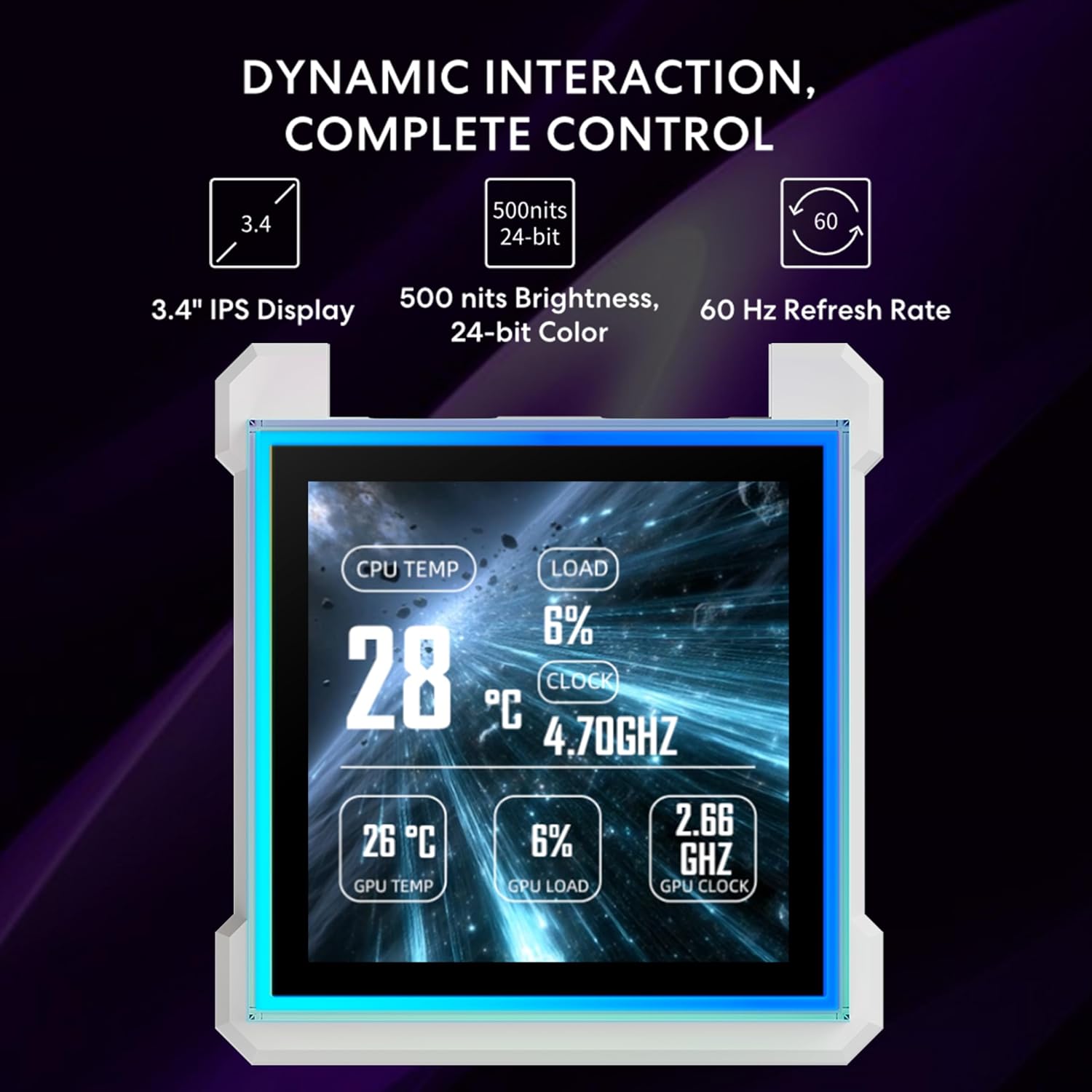 Lian Li Hydroshift II LCD-S 360TL ARGB Liquid CPU Cooler With IPS LCD Square Screen White - مبرد مائي مع شاشه