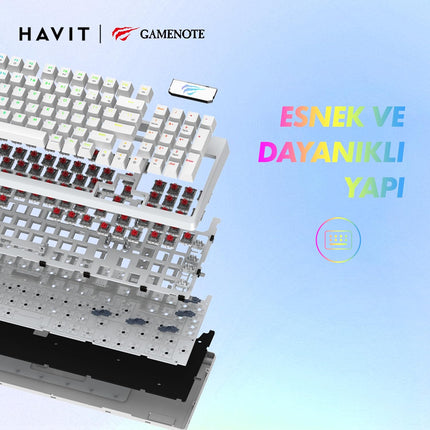 HAVIT KB885L RGB Backlit Mechanical Gaming Keyboard - White - كيبورد