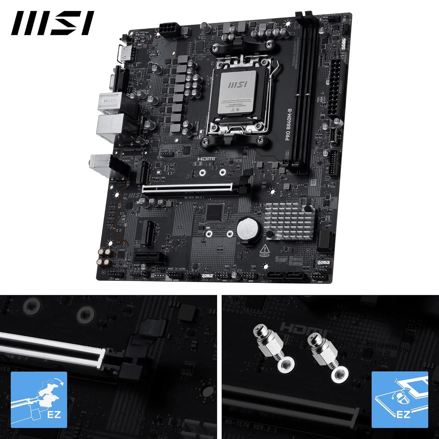 MSI PRO B840M-B AM5 DDR5 M-ATX Motherboard- لوحة الأم