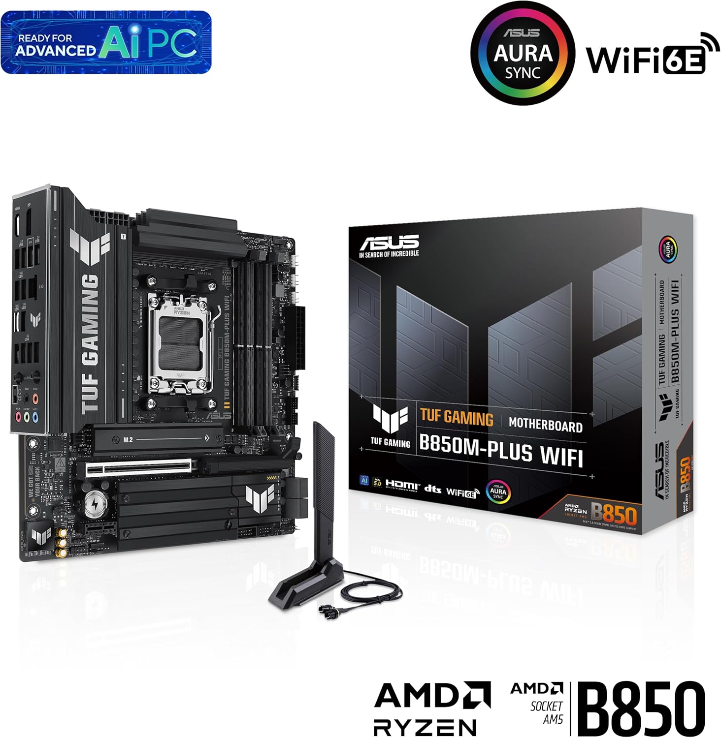 ASUS TUF Gaming B850M-PLUS WiFi DDR5 AM5, AMD B850 Gaming Motherbaord - اللوحة الأم