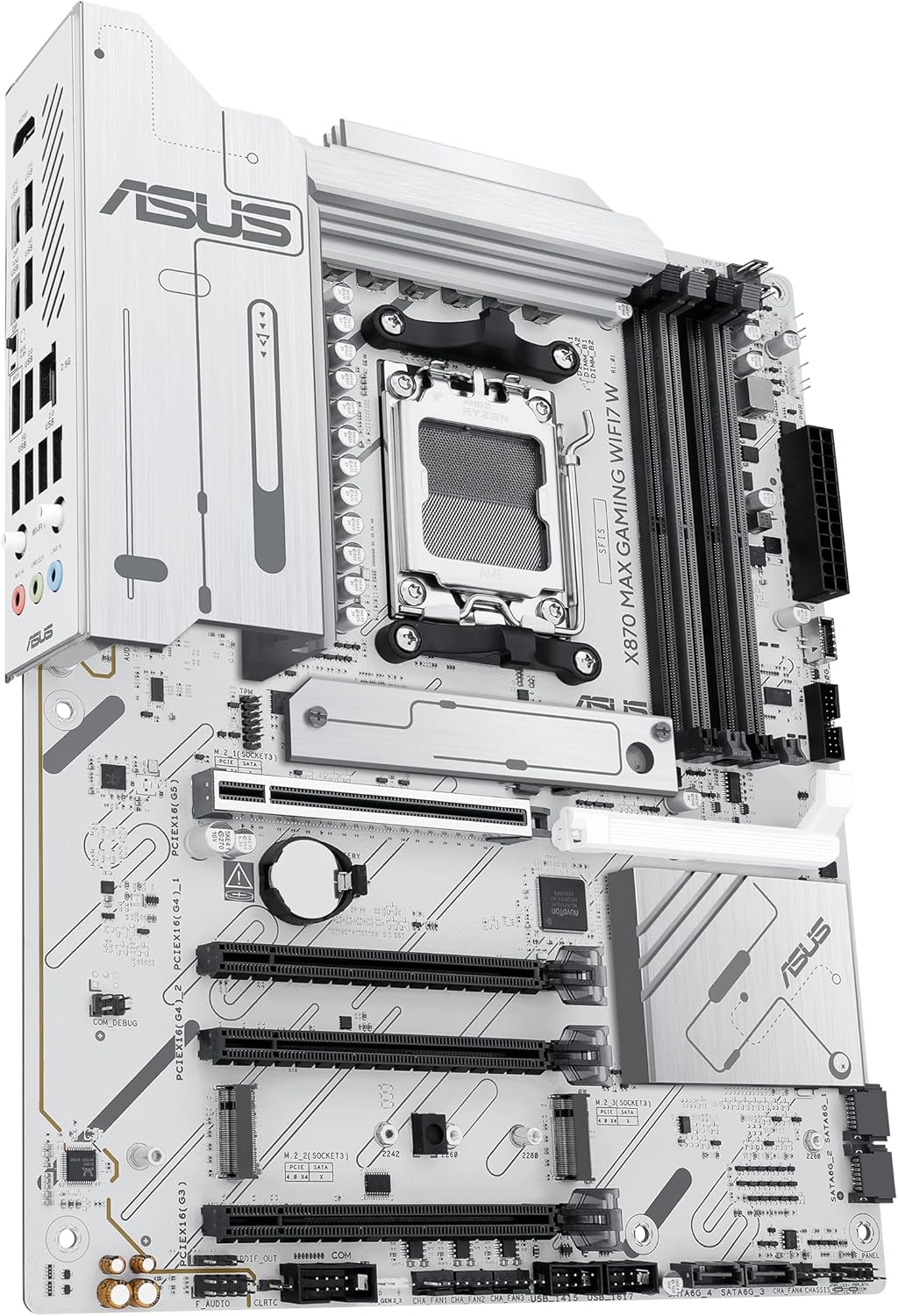 ASUS X870 MAX GAMING WIFI7 WHITE AMD AM5 GAMING Motherboard, DDR5 , Wi-Fi 7 , WHITE - لوحه إم بيضاء