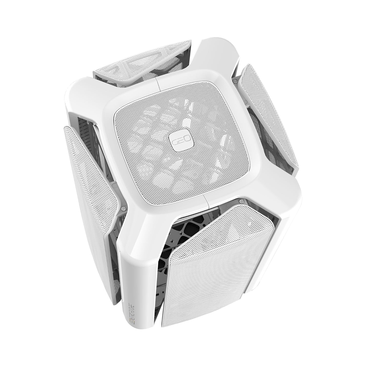 Geometric Future M2 The ARK Mesh White, High Airflow Open Frame, mATX/Mini ITX Gaming Case, Crystal Coating, Support 350mm GPU, ATX PSU, Type C Hub, 360 Radiator - كيس صغير