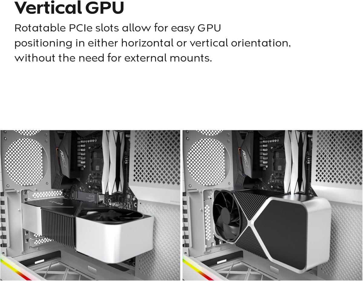 MONTECH HS02 PRO White Dual-Chamber ATX PC Case (5x ARGB PWM Fans) - كيس