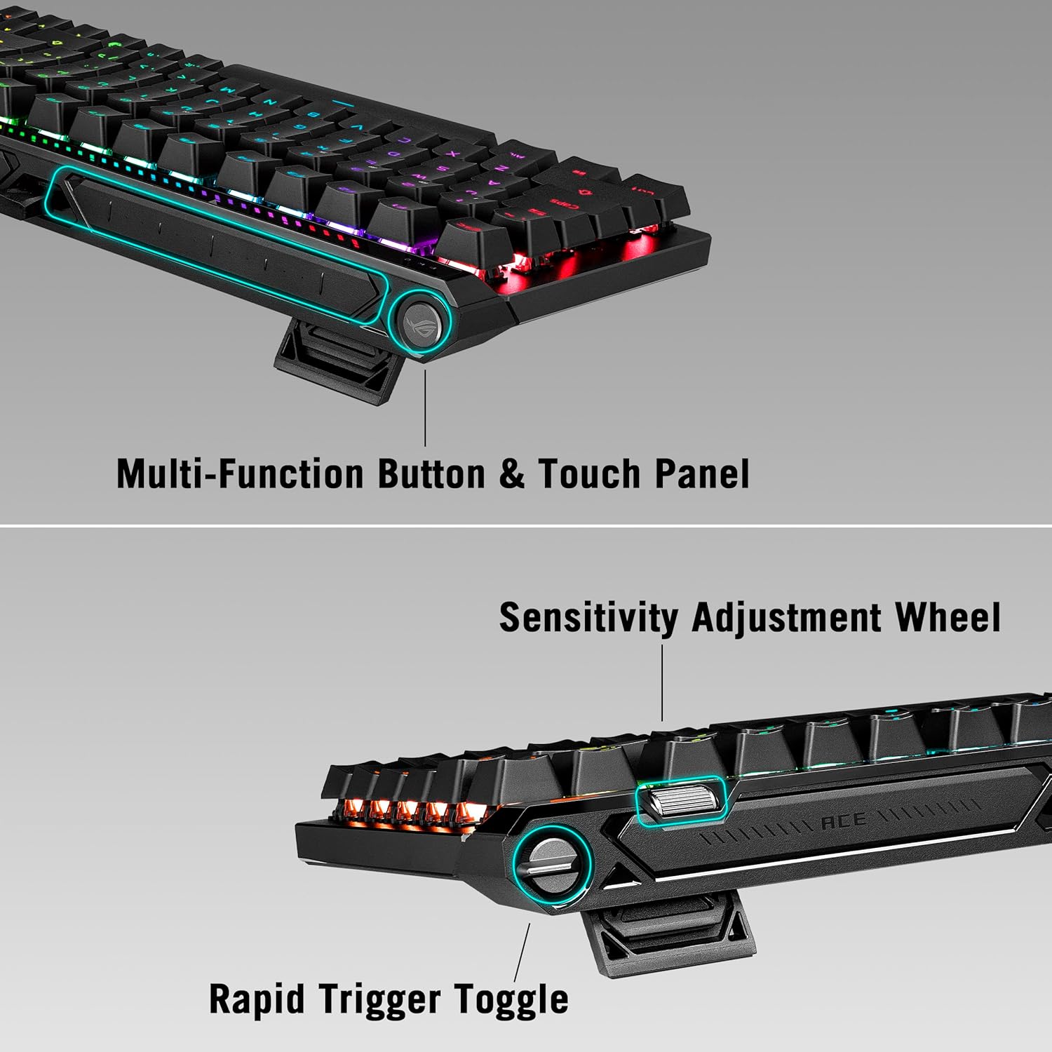 ASUS ROG Falchion Ace 75 HE Gaming Keyboard, Magnetic Switch, Hot-Swappable, English-Arabic Layout White - كيبورد اسوس مغناطيسي أبيض