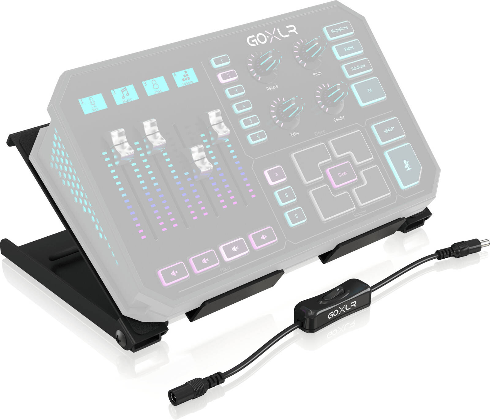 TC Helicon GoXLR Desk Stand, Four Discrete Angles, Inline Power Switch, Rubber Padding, All-Metal Construction, Black | GoXLR-DESK-STAND - حامل مكسر