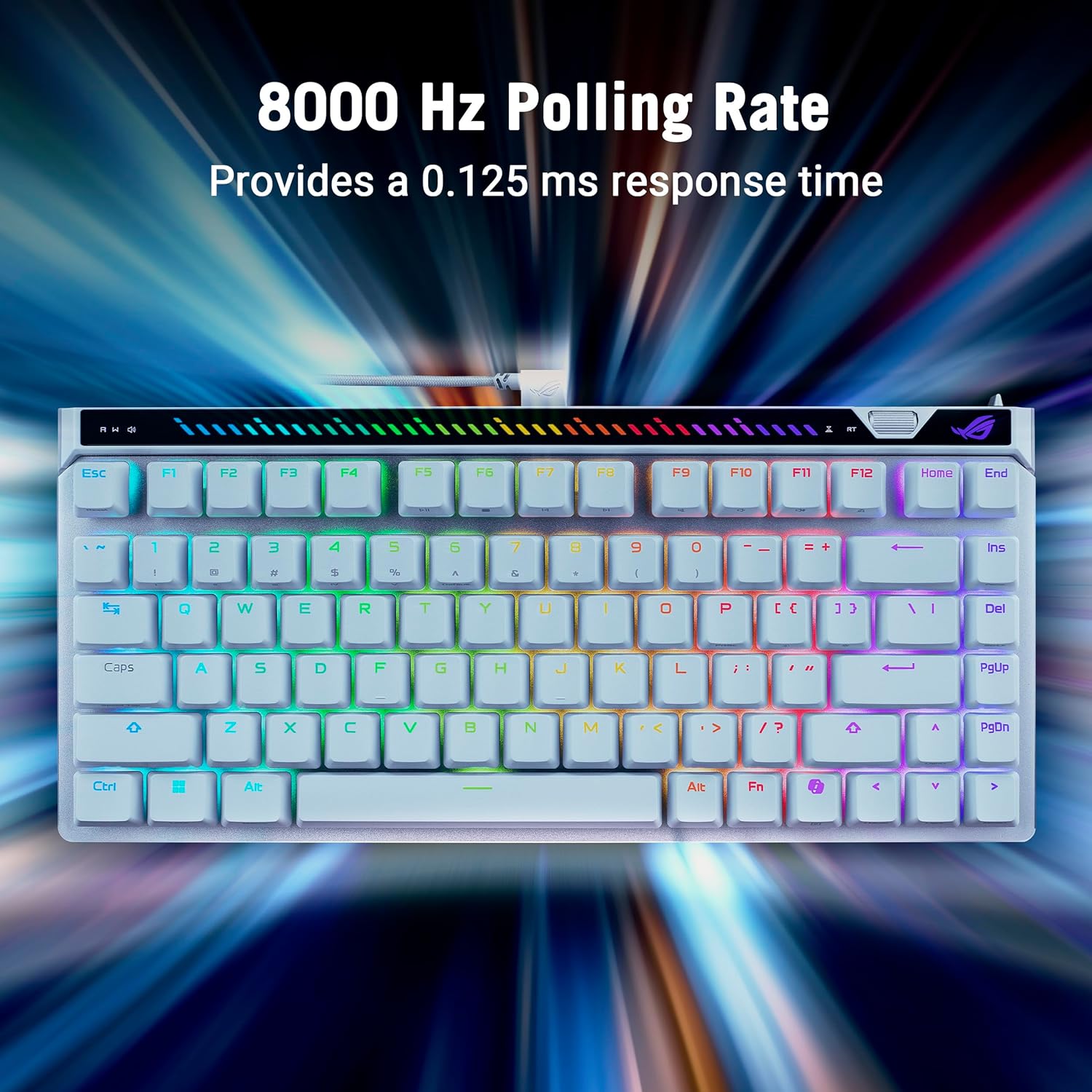 ASUS ROG Falchion Ace 75 HE Gaming Keyboard, Magnetic Switch, Hot-Swappable, English-Arabic Layout White - كيبورد اسوس مغناطيسي أبيض