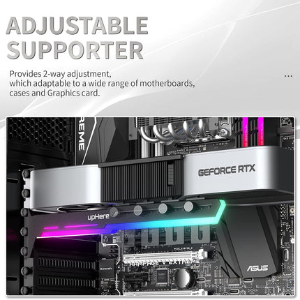 UPHERE 5V بطاقة رسومات RGB قابلة للتحكم GPU Brace Support حامل بطاقة الفيديو - أسود - حامل لكرت الشاشه 