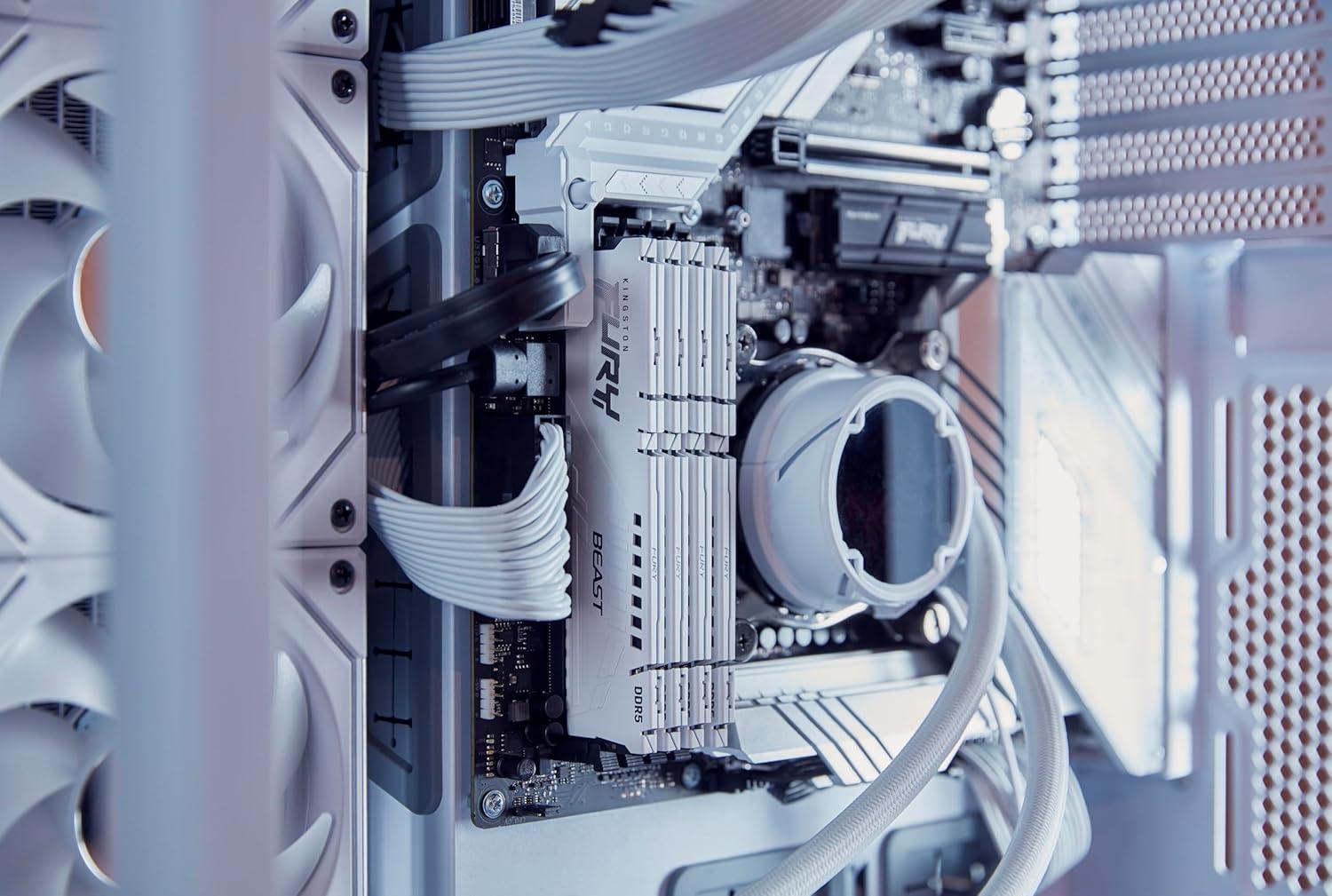 Kingston Fury Beast White 32GB 6000MT/s DDR5 CL30 DIMM (Kit of 2) Desktop Gaming Memory  - رام بيضاء